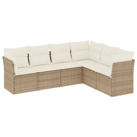 Salon de jardin avec coussins 6 pcs beige résine tressée 2