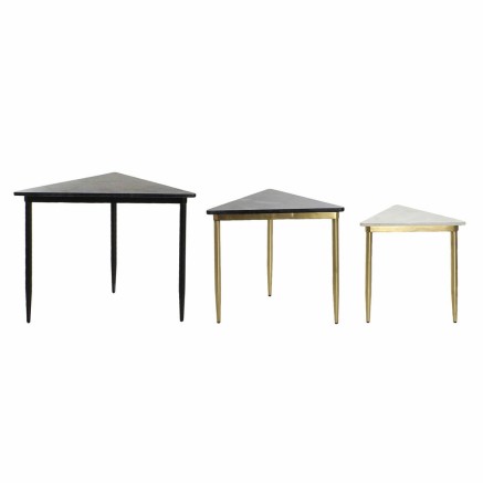 Set of 3 small tables DKD Home Decor White Black Green Golden 68 x 46,