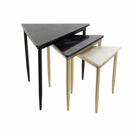 Juego de 3 Mesitas DKD Home Decor Blanco Negro Verde Dorado 68 x 46,5 2