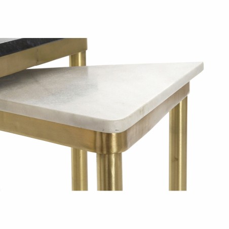 Set van 3 kleine tafels DKD Home Decor Wit Zwart Groen Gouden 68 x 46,