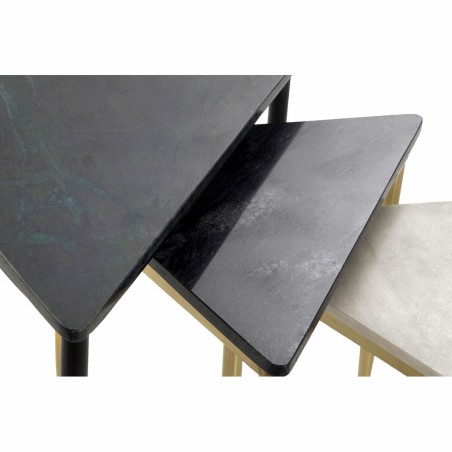 Set van 3 kleine tafels DKD Home Decor Wit Zwart Groen Gouden 68 x 46,
