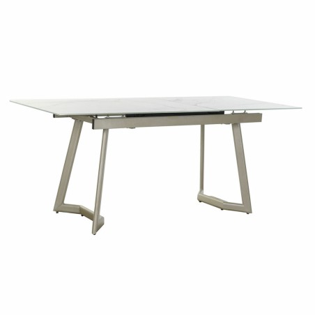 Dining Table DKD Home Decor Crystal Golden Metal White (140 x 80 x 76
