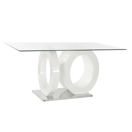 Mesa de Comedor DKD Home Decor Cristal Transparente Blanco Madera MDF