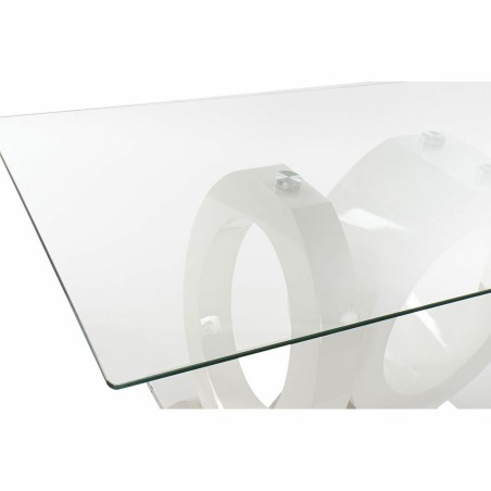 Dining Table DKD Home Decor Crystal Transparent White MDF Wood (160 x