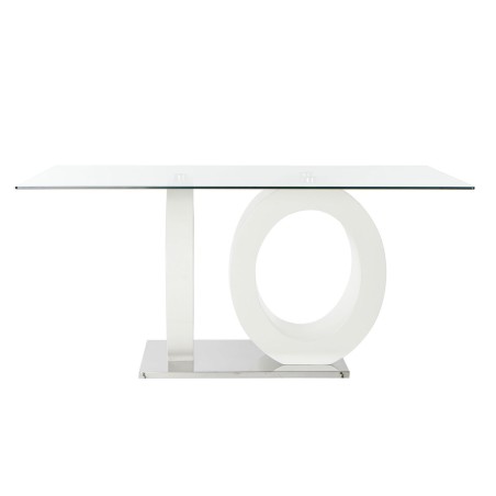 Dining Table DKD Home Decor Crystal Transparent White MDF Wood (160 x