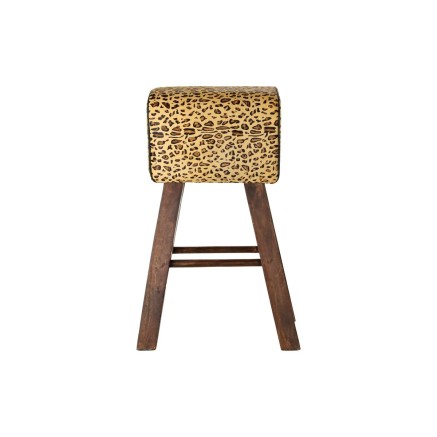 Taburete DKD Home Decor Negro Madera Marrón Piel (43 x 35 x 75 cm) 2