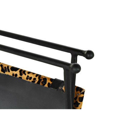 Fußstütze DKD Home Decor Schwarz Metall Braun Haut Leopard (55 x 45 2