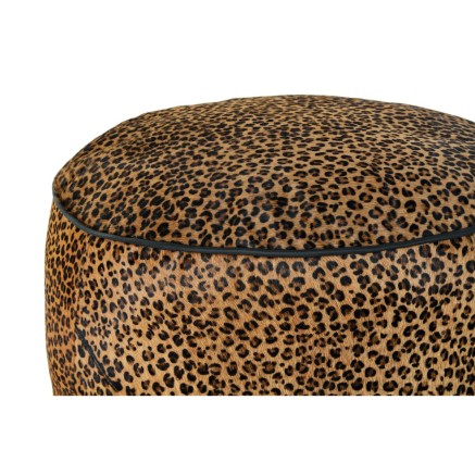 Reposapiés DKD Home Decor 46 x 46 x 50 cm Negro Marrón Leopardo Colo 2