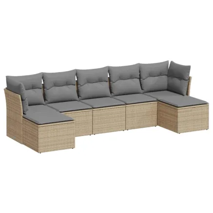 Salon de jardin avec coussins 7 pcs gris clair résine tressée 2
