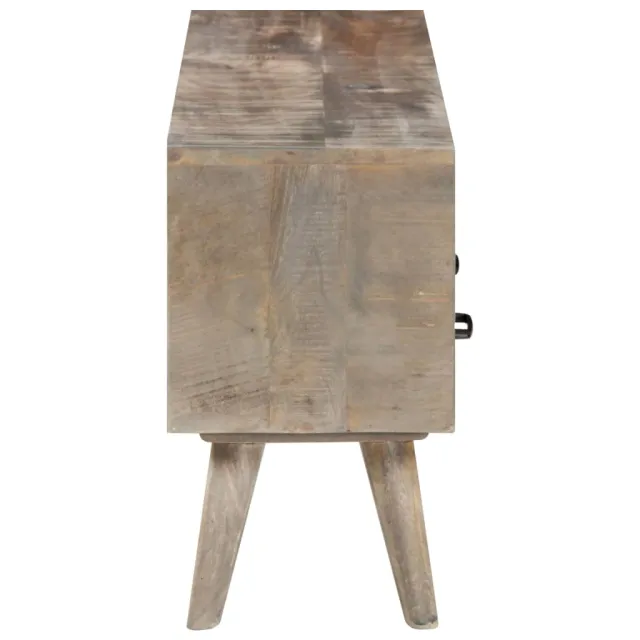 Meuble TV Gris 130x35x51 cm Bois massif de manguier brut