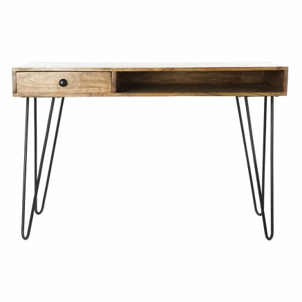 Desk DKD Home Decor 115 x 55 x 76 cm Natural Black Metal 2