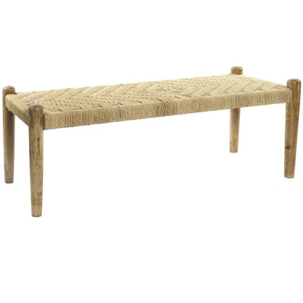 Banquette DKD Home Decor 145 x 55 x 49 cm Naturel Marron Corde Bois de