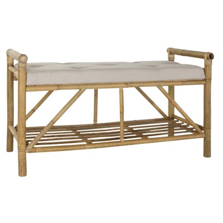 Kruk DKD Home Decor Natuurlijk Beige Bruin Katoen Bamboe (100 x 44 x 5