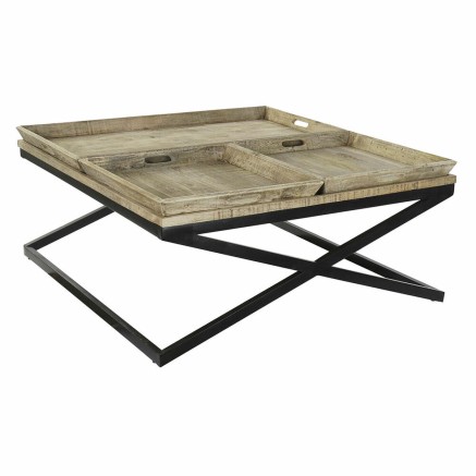 Hoofdtafel DKD Home Decor Zwart Natuurlijk Hout Metaal 120 x 120 x 55 2