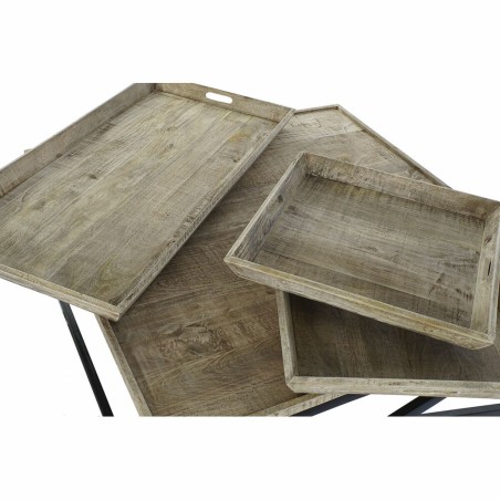Hoofdtafel DKD Home Decor Zwart Natuurlijk Hout Metaal 120 x 120 x 55