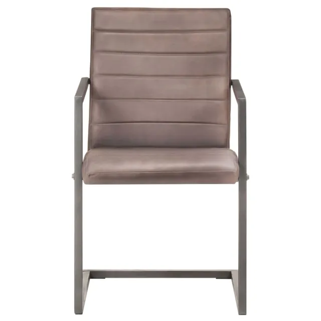 Chaises à manger cantilever lot de 2 marron cuir véritable