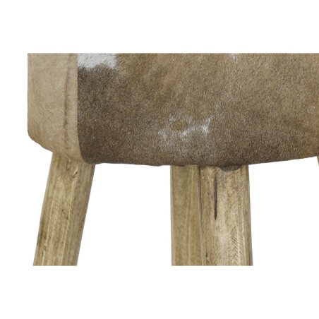Sgabello DKD Home Decor Bianco Marrone Naturale Pelle Legno 42 x 42 x