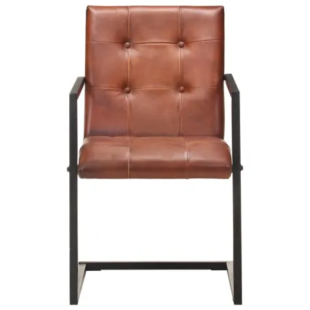 Chaises à manger cantilever lot de 2 marron cuir véritable