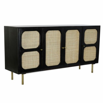 Aparador DKD Home Decor Negro Dorado Natural Ratán Madera de mango 15