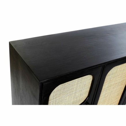 Aparador DKD Home Decor Negro Dorado Natural Ratán Madera de mango 15 2
