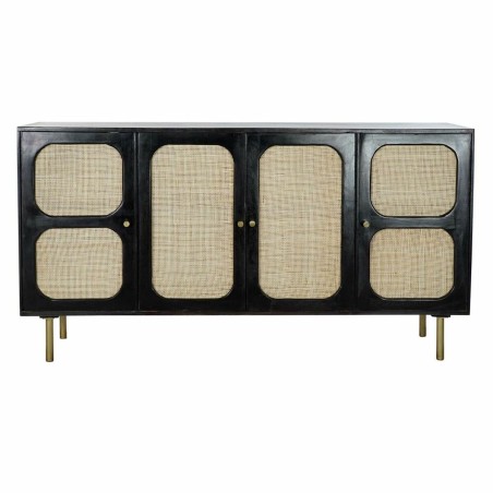 Buffet DKD Home Decor Noir Doré Naturel Rotin Bois de manguier 150 x