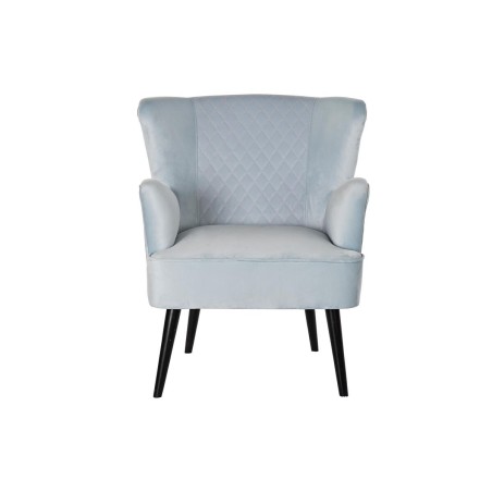 Leunstoel DKD Home Decor Zwart Metaal Hemelsblauw (76 x 76 x 82 cm)