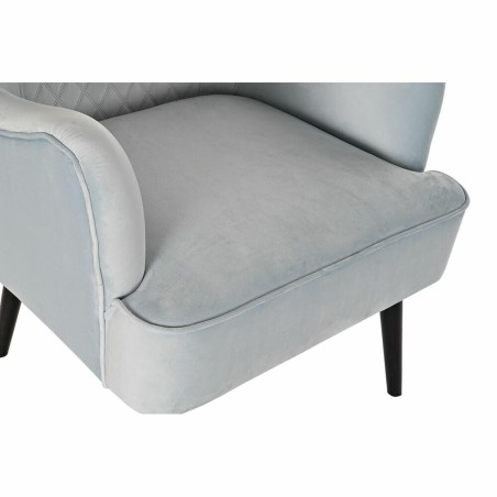 Leunstoel DKD Home Decor Zwart Metaal Hemelsblauw (76 x 76 x 82 cm)