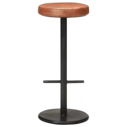 Tabourets de bar lot de 2 marron cuir véritable 2