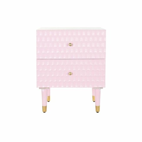 Table de Nuit DKD Home Decor 52 x 42 x 65 cm Métal Rose clair Bois de