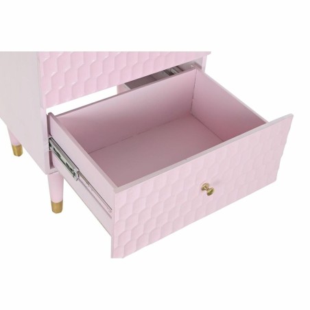 Table de Nuit DKD Home Decor 52 x 42 x 65 cm Métal Rose clair Bois de