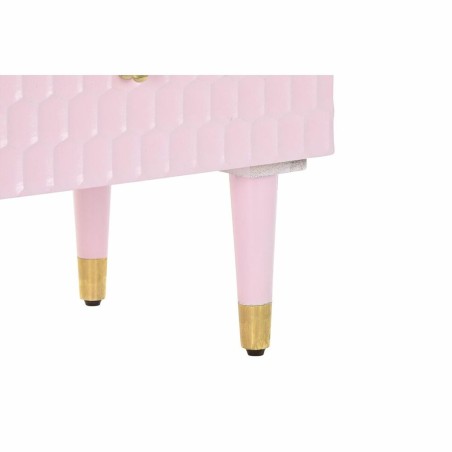Table de Nuit DKD Home Decor 52 x 42 x 65 cm Métal Rose clair Bois de