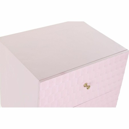 Table de Nuit DKD Home Decor 52 x 42 x 65 cm Métal Rose clair Bois de