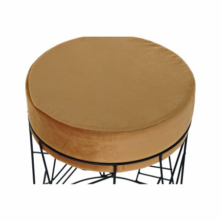 Voetensteun DKD Home Decor Zwart Metaal Polyester Terra cotta (33 x 33