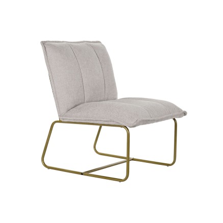 Leunstoel DKD Home Decor Beige Gouden Metaal Polyester (66 x 71 x 77 c
