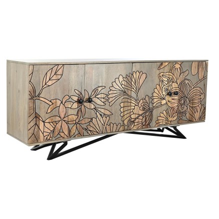 Credenza DKD Home Decor Grigio Naturale Metallo Legno di mango 177 x 4
