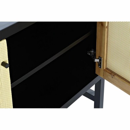 Aparador DKD Home Decor  Negro Natural Ratán Abeto 120 x 38 x 76 cm