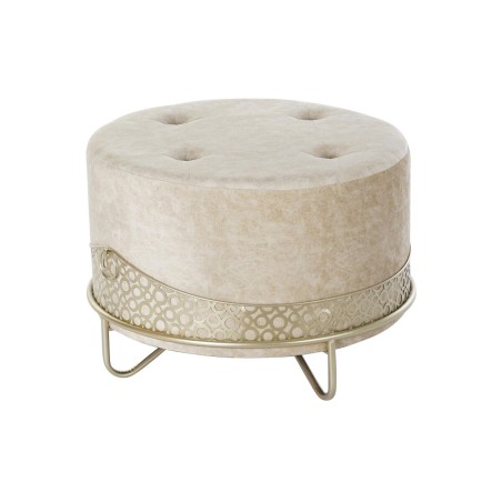 Voetensteun DKD Home Decor Beige Gouden Metaal Polyester (63 x 63 x 42