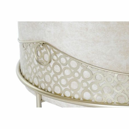 Voetensteun DKD Home Decor Beige Gouden Metaal Polyester (63 x 63 x 42