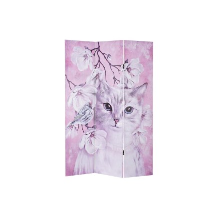 Kamerscherm DKD Home Decor Kat Canvas 120 x 2,5 x 180 cm Pijnboom