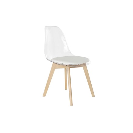 Dining Chair DKD Home Decor White Transparent Natural Wood Polycarbona