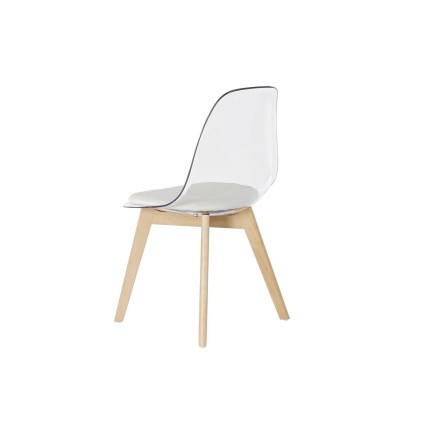 Chaise de Salle à Manger DKD Home Decor Blanc Transparent Naturel Boi 2