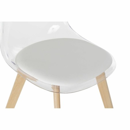 Keukenstoel DKD Home Decor Wit Transparant Natuurlijk Hout Polycarbona