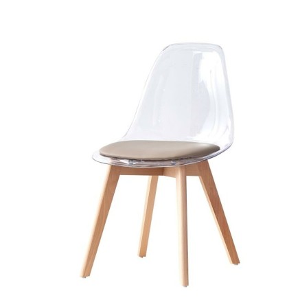 Silla de Comedor DKD Home Decor Beige Madera Policarbonato 54 x 47 x 8