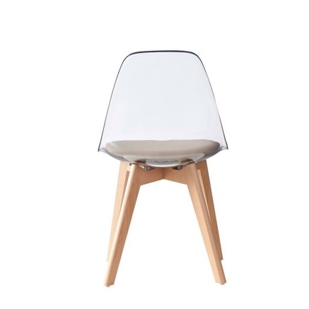 Chaise de Salle à Manger DKD Home Decor Beige Bois Polycarbonate 54 x 2