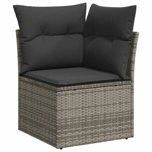 Salon de jardin avec coussins 10 pcs gris clair résine tressée