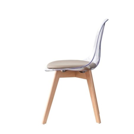 Chaise de Salle à Manger DKD Home Decor Beige Bois Polycarbonate 54 x