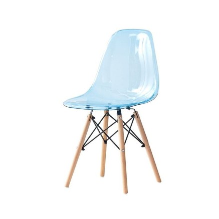 Silla de Comedor DKD Home Decor Natural Azul PVC Abedul (50 x 46 x 83,
