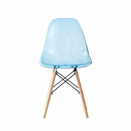Keukenstoel DKD Home Decor Natuurlijk Blauw PVC Berken (50 x 46 x 83,5