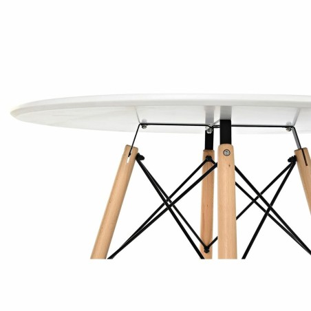 Eettafel DKD Home Decor Wit Zwart Natuurlijk Berken Hout MDF 90 x 90 x