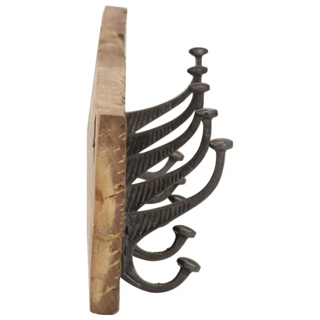 Cintre de couloir et 5 crochets 100x2,5x15 cm Bois récupération